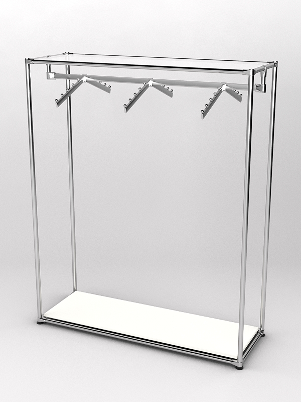 Торговый стенд ХРОМ TD-12 №1-4 с полкой Зеркало 4мм, Белый