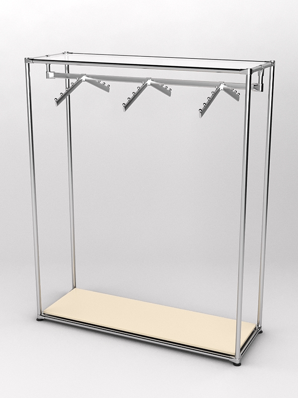 Торговый стенд ХРОМ TD-12 №1-4 с полкой Зеркало 4мм, Крем Вайс