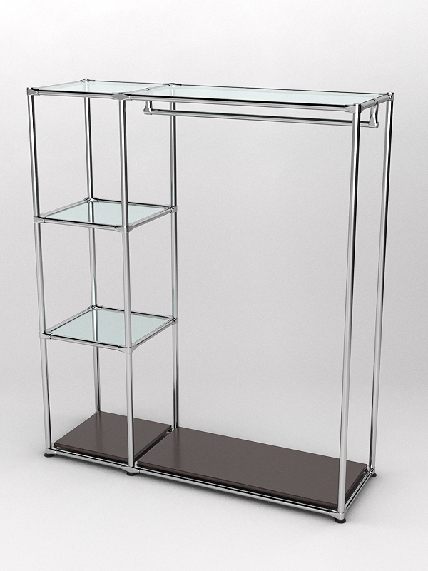 Торговый стенд ХРОМ TD-40 №1-1 с полками стекло 6мм, Дуб Венге