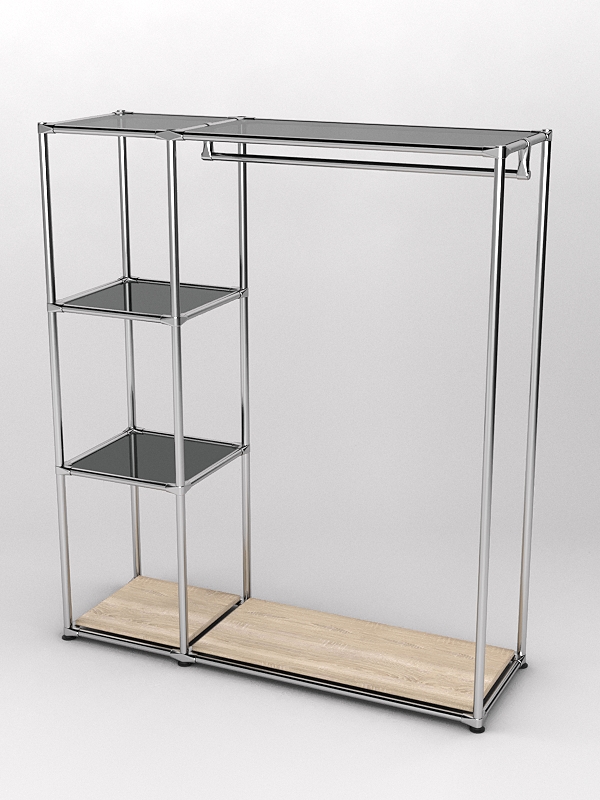 Торговый стенд ХРОМ TD-40 №1-2 с полками стекло 8мм тонированное, Дуб Сонома