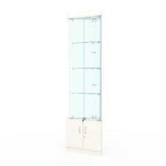 Витрина стеклянная ИСТРА угловая №1-У трехгранная (с дверками, бока - стекло), Белый