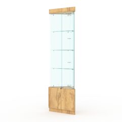 Витрина стеклянная ИСТРА угловая №1-У трехгранная (с дверками, бока - стекло), Дуб Золотистый