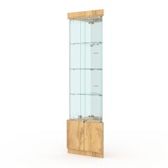Витрина стеклянная ИСТРА угловая №3-У трехгранная (с дверками, бока - зеркало), Дуб Золотистый