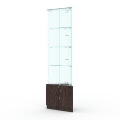 Витрина стеклянная ИСТРА угловая №5-У трехгранная (с дверками, бока - стекло), Дуб Венге