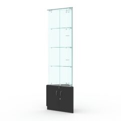 Витрина стеклянная ИСТРА угловая №5-У трехгранная (с дверками, бока - стекло), Черный