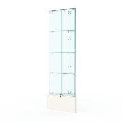 Витрина стеклянная ИСТРА угловая №10-У трехгранная, (с дверками, бока - стекло), Белый