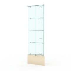 Витрина стеклянная ИСТРА угловая №10-У трехгранная, (с дверками, бока - стекло), Крем Вайс