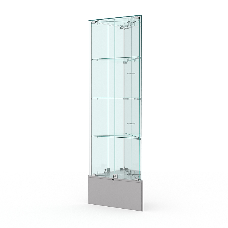 Витрина стеклянная ИСТРА угловая №12-У трехгранная (с дверками, бока - зеркало), Серый