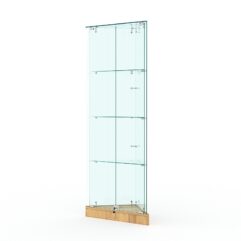 Витрина стеклянная ИСТРА угловая №1ХП-У трехгранная (с дверками, бока - стекло), Дуб Золотистый