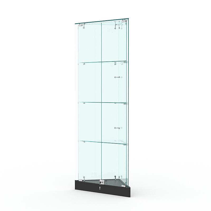 Витрина стеклянная ИСТРА угловая №1ХП-У трехгранная (с дверками, бока - стекло), Черный