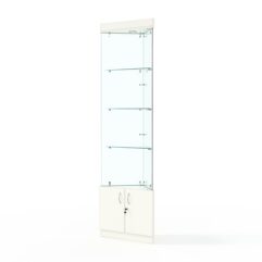 Витрина стеклянная ИСТРА угловая №101-У трехгранная (без дверок, бока - стекло), Белый