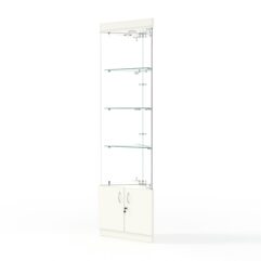 Витрина стеклянная ИСТРА угловая №103-У трехгранная (без дверок, бока - зеркало), Белый