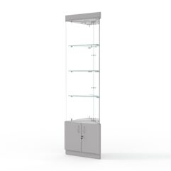 Витрина стеклянная ИСТРА угловая №103-У трехгранная (без дверок, бока - зеркало), Серый