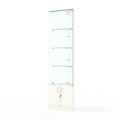 Витрина стеклянная ИСТРА угловая №105-У трехгранная (без дверок, бока - стекло), Белый