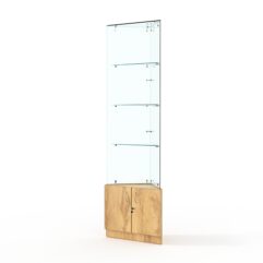 Витрина стеклянная ИСТРА угловая №105-У трехгранная (без дверок, бока - стекло), Дуб Золотистый