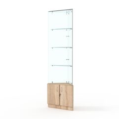 Витрина стеклянная ИСТРА угловая №105-У трехгранная (без дверок, бока - стекло), Дуб Сонома