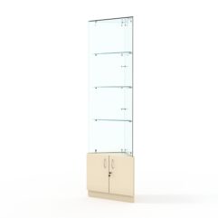 Витрина стеклянная ИСТРА угловая №105-У трехгранная (без дверок, бока - стекло), Крем Вайс