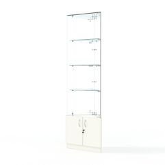 Витрина стеклянная ИСТРА угловая №107-У трехгранная (без дверок, бока - зеркало), Белый