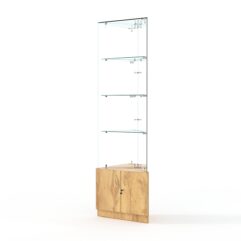 Витрина стеклянная ИСТРА угловая №107-У трехгранная (без дверок, бока - зеркало), Дуб Золотистый