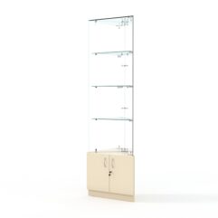 Витрина стеклянная ИСТРА угловая №107-У трехгранная (без дверок, бока - зеркало), Крем Вайс