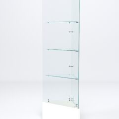 Витрина стеклянная ИСТРА угловая №109-У трехгранная (без дверок, бока - стекло), Белый