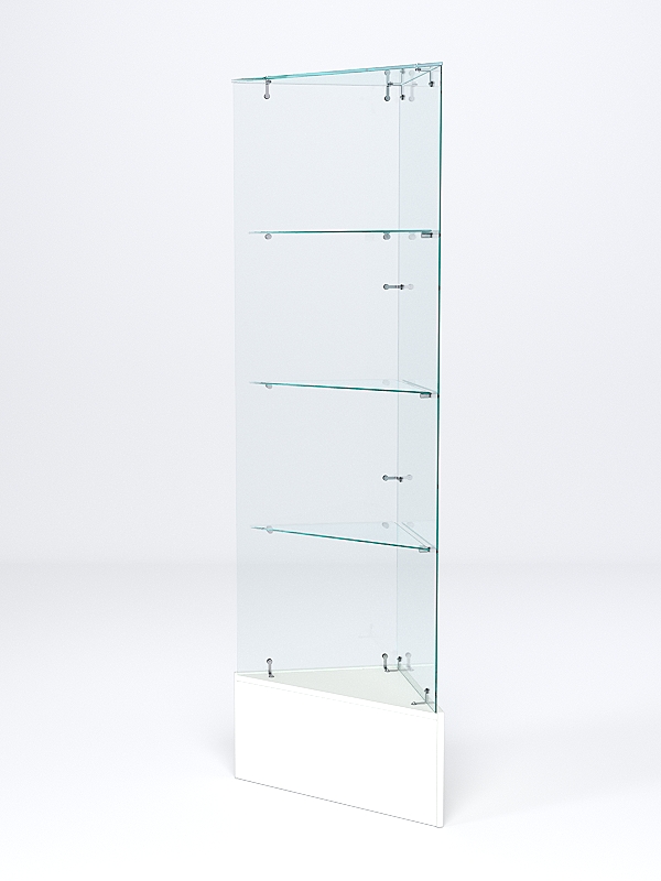 Витрина стеклянная ИСТРА угловая №109-У трехгранная (без дверок, бока - стекло), Белый