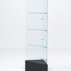 Витрина стеклянная ИСТРА угловая №109-У трехгранная (без дверок, бока - стекло), Черный