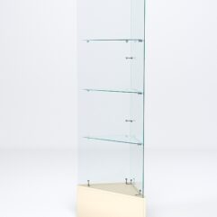 Витрина стеклянная ИСТРА угловая №109-У трехгранная (без дверок, бока - стекло), Крем Вайс