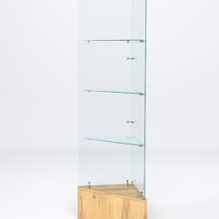 Витрина стеклянная ИСТРА угловая №109-У трехгранная (без дверок, бока - стекло), Дуб Золотистый