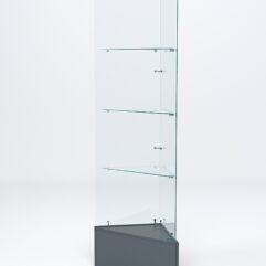 Витрина стеклянная ИСТРА угловая №109-У трехгранная (без дверок, бока - стекло), Темно-Серый