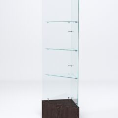 Витрина стеклянная ИСТРА угловая №109-У трехгранная (без дверок, бока - стекло), Дуб Венге