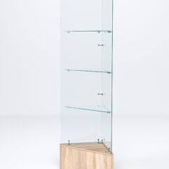 Витрина стеклянная ИСТРА угловая №109-У трехгранная (без дверок, бока - стекло), Дуб Сонома