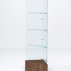 Витрина стеклянная ИСТРА угловая №109-У трехгранная (без дверок, бока - стекло), Орех