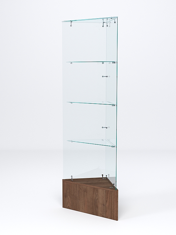 Витрина стеклянная ИСТРА угловая №109-У трехгранная (без дверок, бока - стекло), Орех