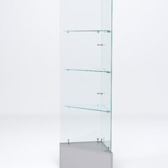 Витрина стеклянная ИСТРА угловая №109-У трехгранная (без дверок, бока - стекло), Серый