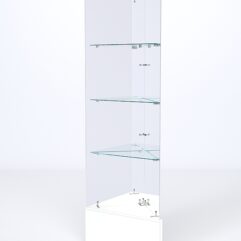 Витрина стеклянная ИСТРА угловая №111-У трехгранная (без дверок, бока - зеркало), Белый