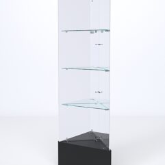 Витрина стеклянная ИСТРА угловая №111-У трехгранная (без дверок, бока - зеркало), Черный