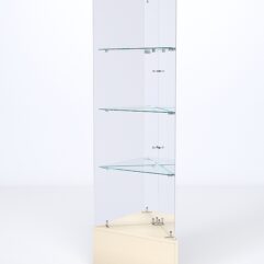 Витрина стеклянная ИСТРА угловая №111-У трехгранная (без дверок, бока - зеркало), Крем Вайс