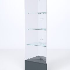 Витрина стеклянная ИСТРА угловая №111-У трехгранная (без дверок, бока - зеркало), Темно-Серый