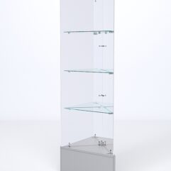 Витрина стеклянная ИСТРА угловая №111-У трехгранная (без дверок, бока - зеркало), Серый