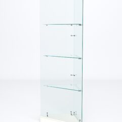 Витрина стеклянная ИСТРА угловая №2ХП-У трехгранная (без дверок, бока - стекло), Белый