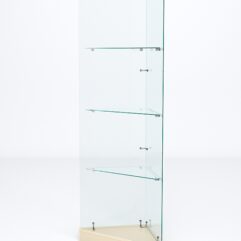 Витрина стеклянная ИСТРА угловая №2ХП-У трехгранная (без дверок, бока - стекло), Крем Вайс