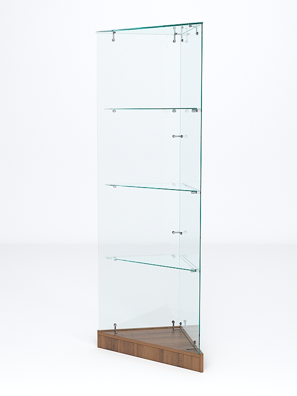 Витрина стеклянная ИСТРА угловая №2ХП-У трехгранная (без дверок, бока - стекло), Орех