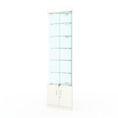 Витрина стеклянная ИСТРА угловая №501-У трехгранная (с дверками, бока - стекло), Белый
