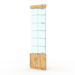 Витрина стеклянная ИСТРА угловая №501-У трехгранная (с дверками, бока - стекло), Дуб Золотистый