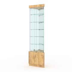 Витрина стеклянная ИСТРА угловая №503-У трехгранная (с дверками, бока - зеркало), Дуб Золотистый