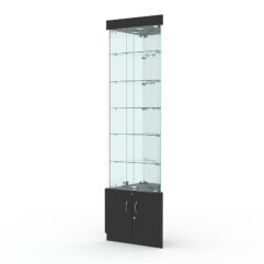 Витрина стеклянная ИСТРА угловая №503-У трехгранная (с дверками, бока - зеркало), Черный