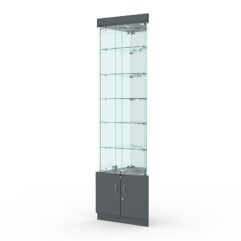 Витрина стеклянная ИСТРА угловая №503-У трехгранная (с дверками, бока - зеркало), Темно-Серый