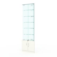 Витрина стеклянная ИСТРА угловая №505-У трехгранная (с дверками, бока - стекло), Белый