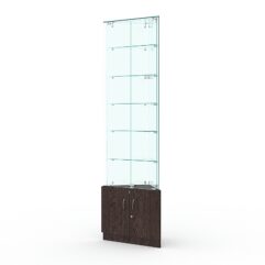 Витрина стеклянная ИСТРА угловая №505-У трехгранная (с дверками, бока - стекло), Дуб Венге